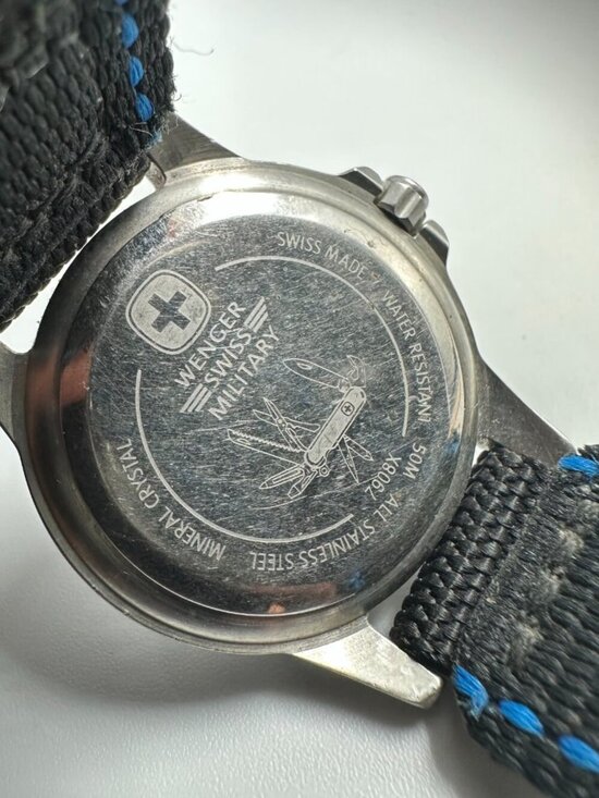 Wenger Swiss Military Watch Women Silver Tone Black Nylon Strap 7908X Works main image 11